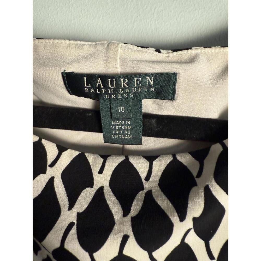 Lauren Ralph Lauren Dress Sheath Knee Length Stretch Ruched Black Boat Neck 10 - Picture 3 of 11